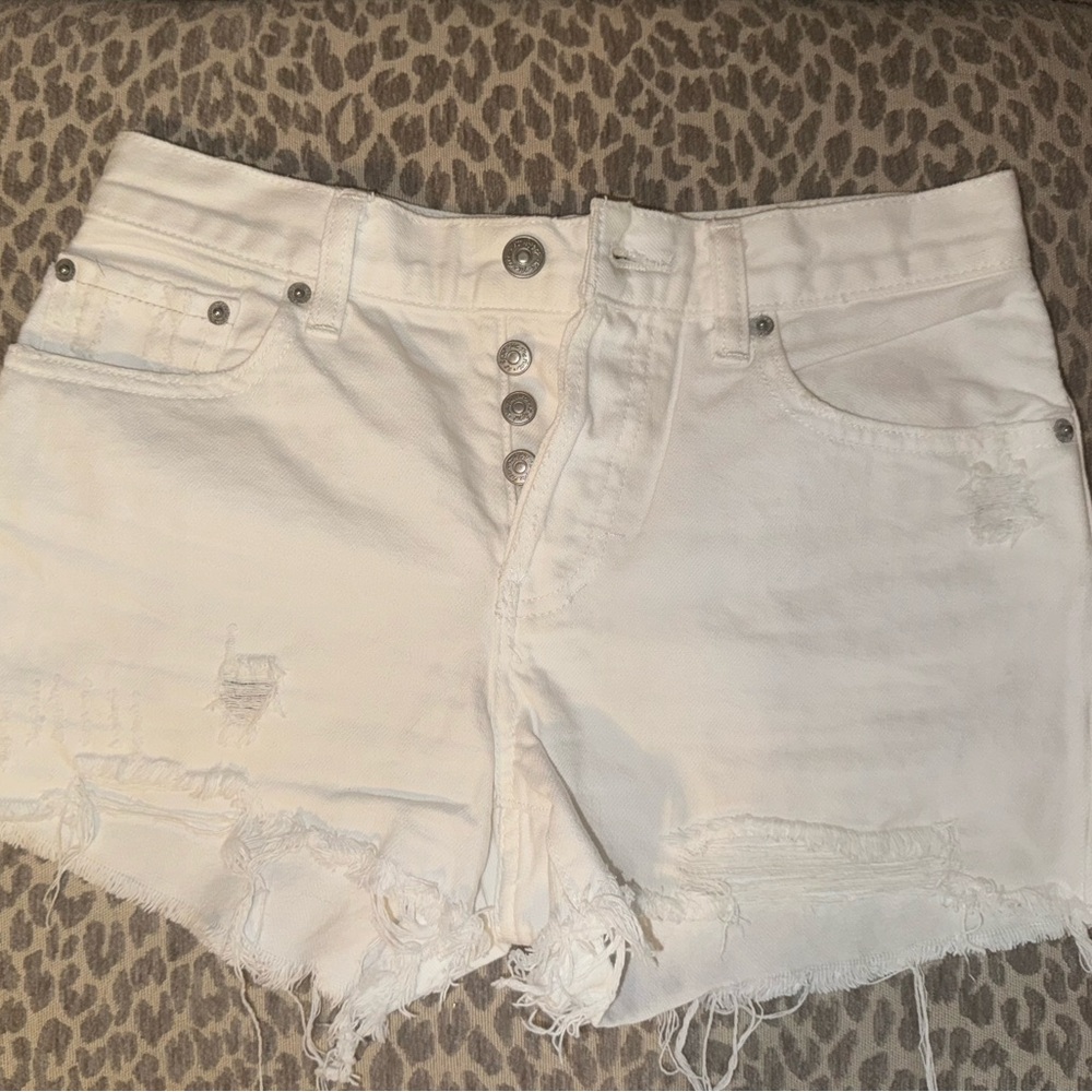 Free People White Denim Shorts